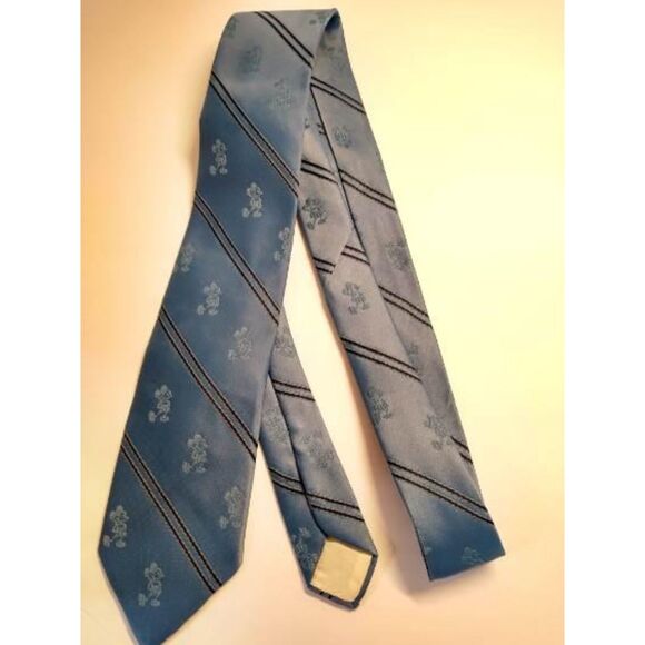 DISNEY Mickey Mouse  Blue with Dark Blue Striped Print Necktie Woven Tie - Picture 1 of 5